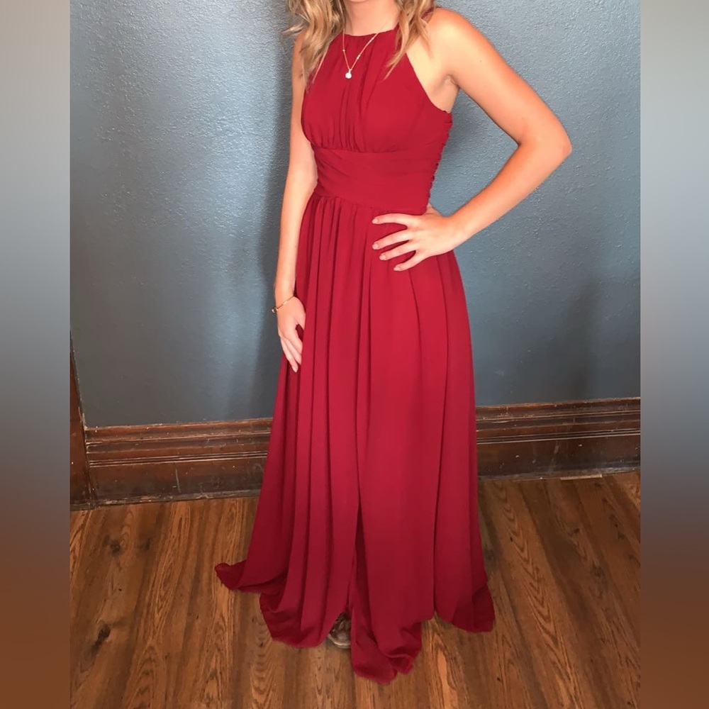 Red Pleated Halter Sundress for Prom